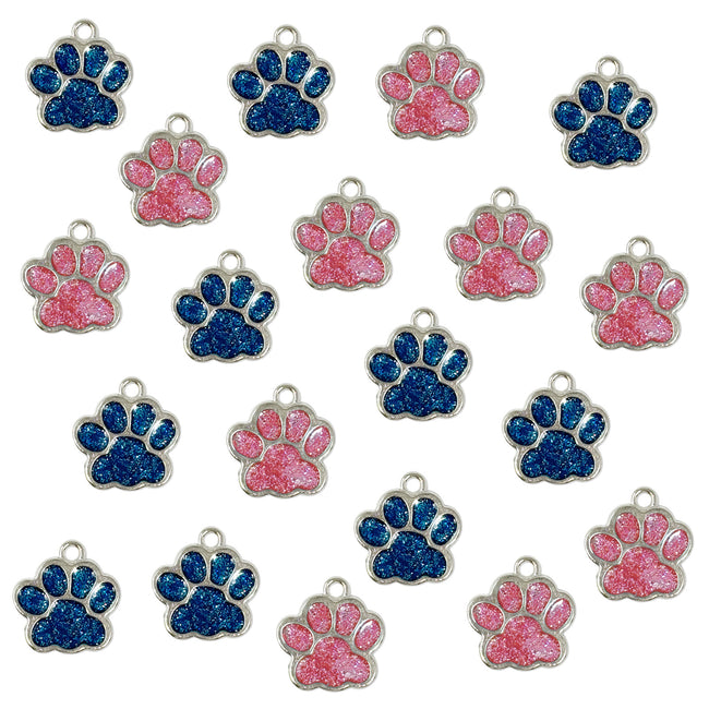 Wrapables Nature Charms for Jewelry Making Enamel Pendants, (Set of 20), Animal Paws