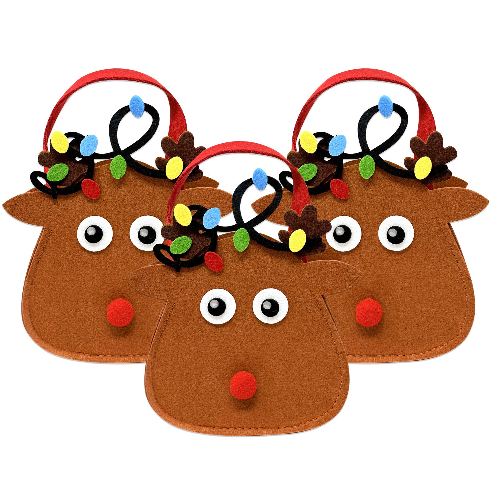 Wrapables Xmas Felt Reindeer Gift Bags, Holiday Decor 3pcs