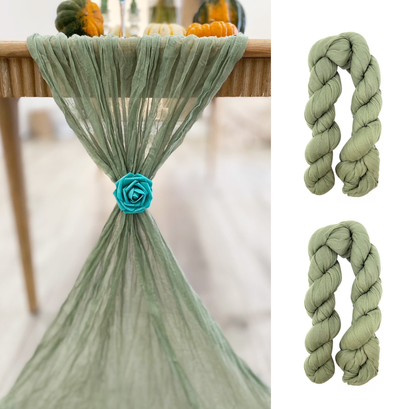 Wrapables 10Ft Bohemian Cheesecloth Gauze Table Runner