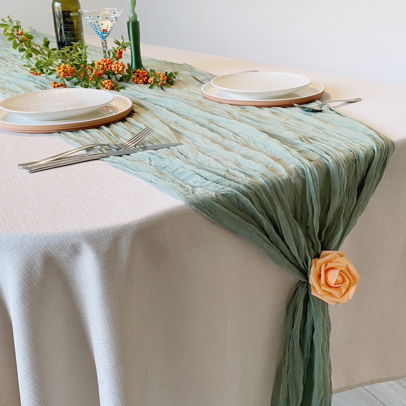 Wrapables 10Ft Bohemian Cheesecloth Gauze Table Runner