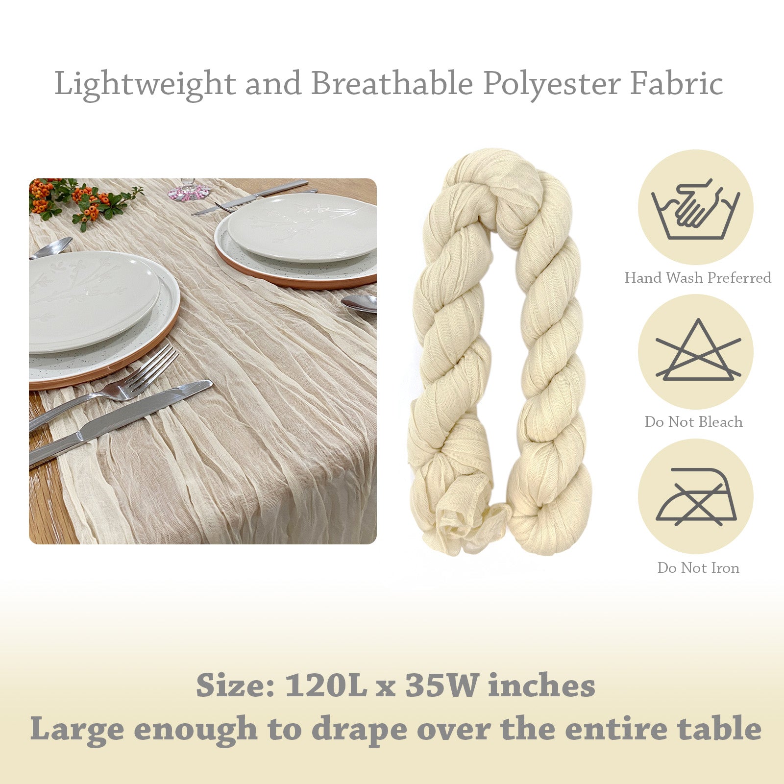 Wrapables 10Ft Bohemian Cheesecloth Gauze Table Runner