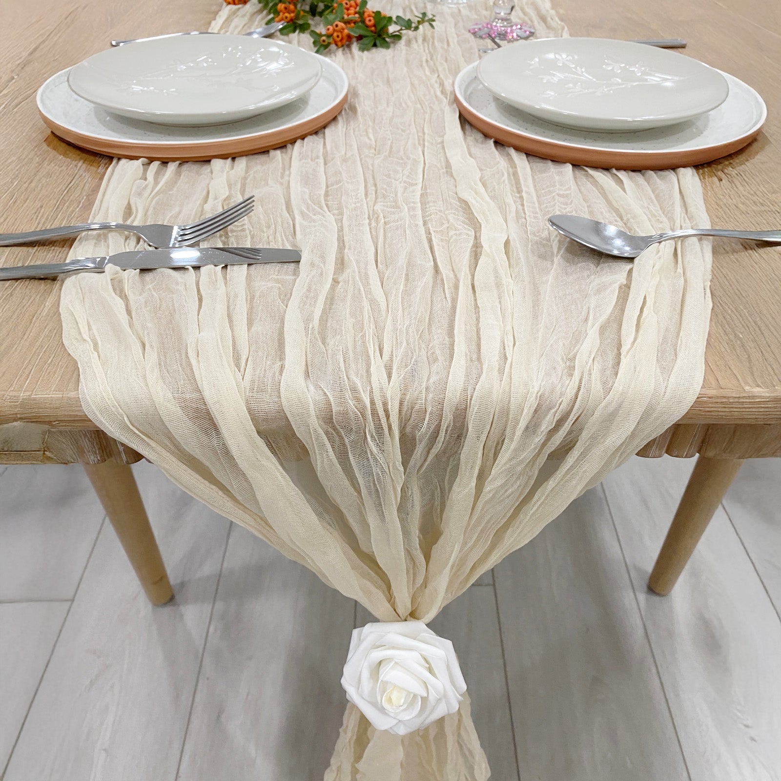 Wrapables 10Ft Bohemian Cheesecloth Gauze Table Runner