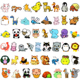 Wrapables Waterproof Vinyl Stickers, 100pcs, Cartoon Animals