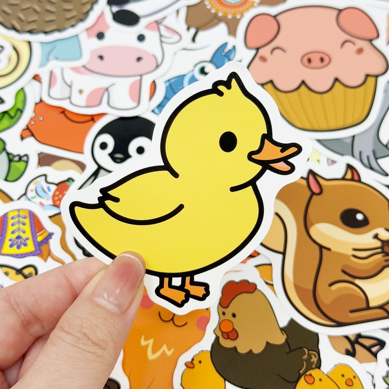 Wrapables Waterproof Vinyl Stickers, 100pcs, Cartoon Animals