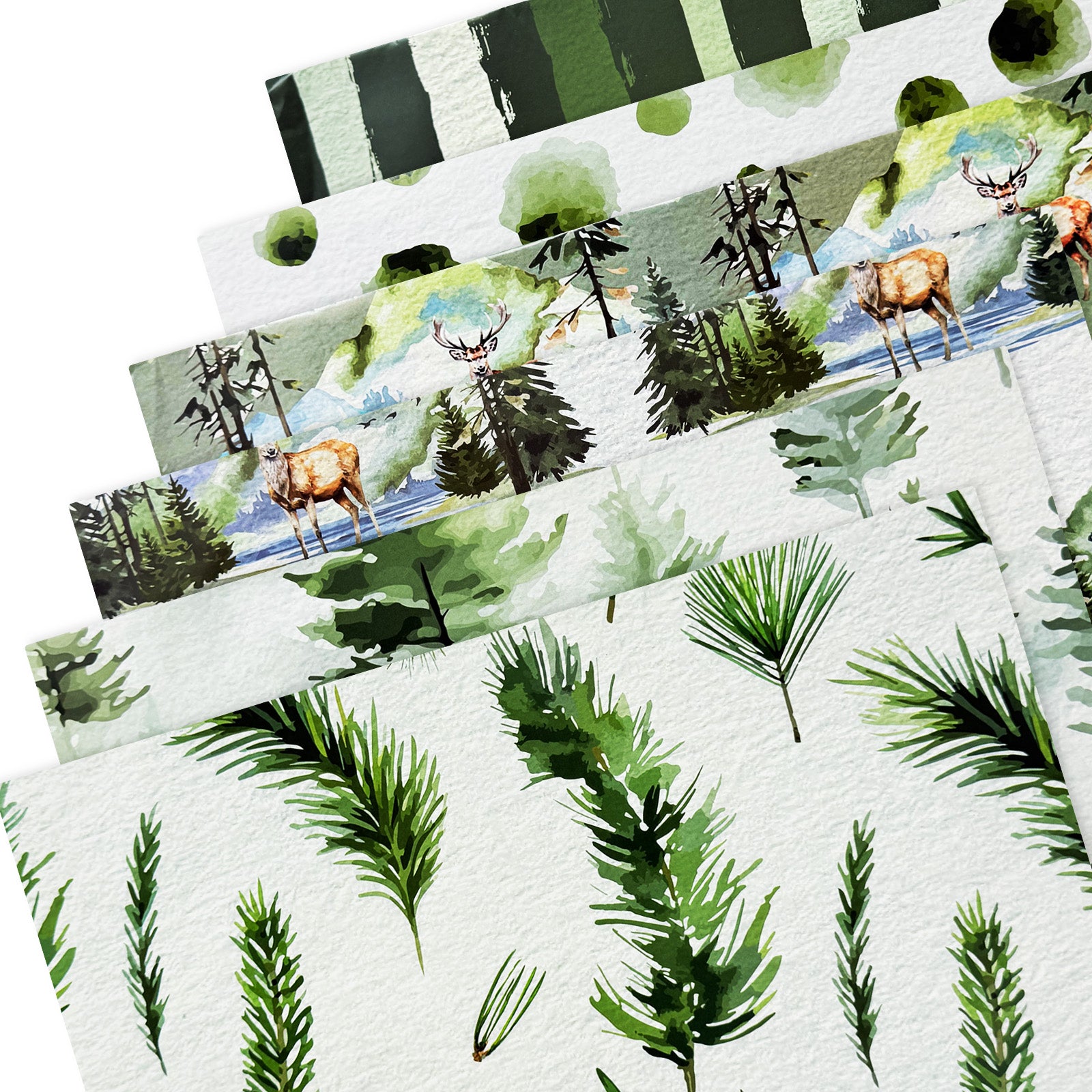 Wrapables Christmas Gift Wrap Paper Sheets Folded Flat 12pcs, Green Nature