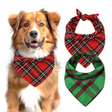 Wrapables Christmas Pet Triangle Bandana Scarves 2pcs, Small, Classic Plaid