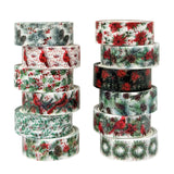 Wrapables 12pc Christmas Holiday Festive Foliage Washi Tape