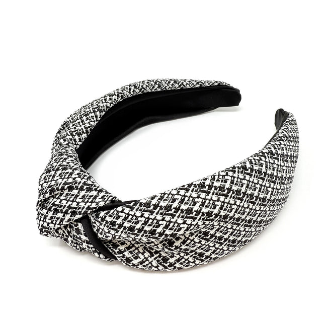 Wrapables Wide Knotted Headbands, Top Knot Headbands for Women and Girls, Black Tweed