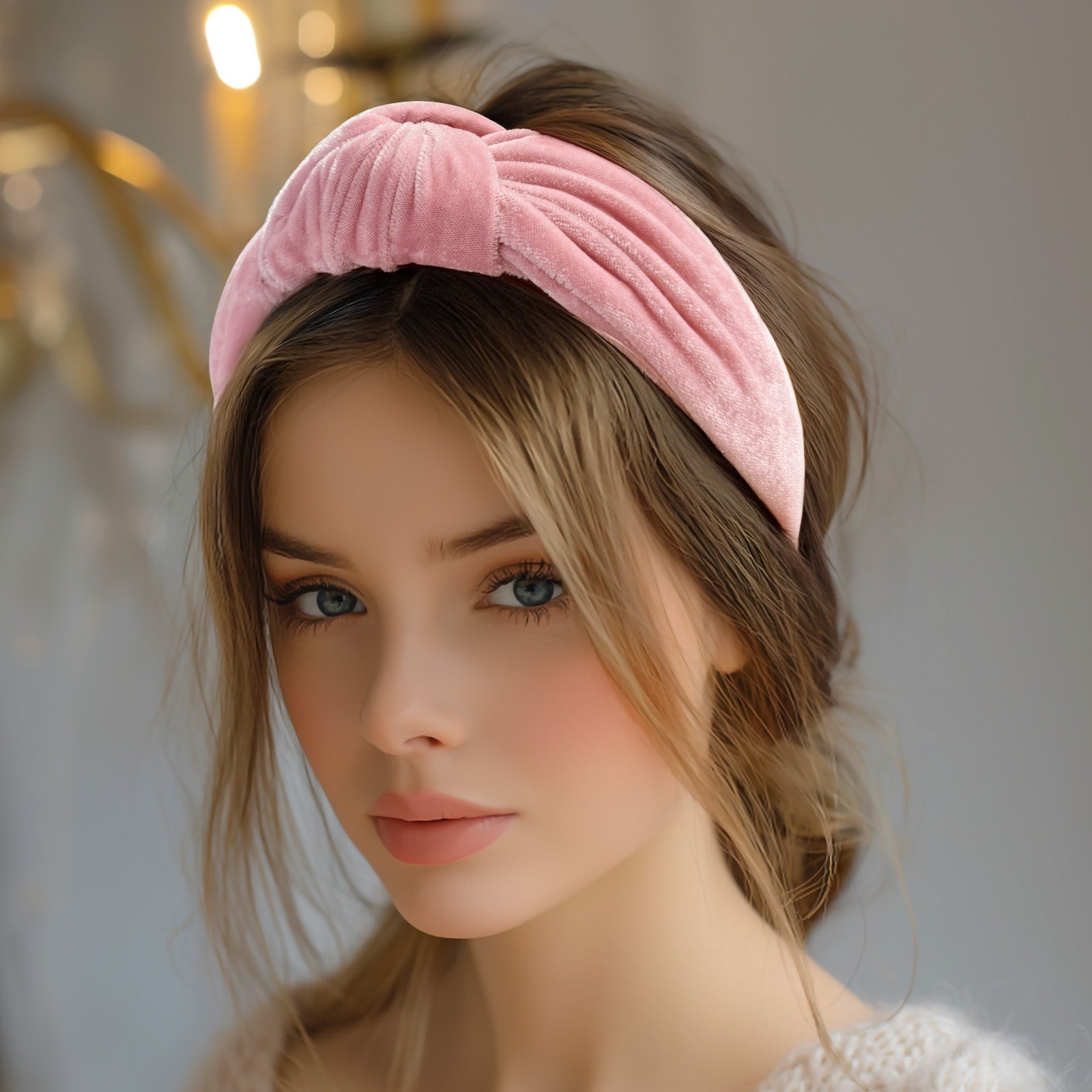 Wrapables Wide Top Knot Velvet Headbands, Pink