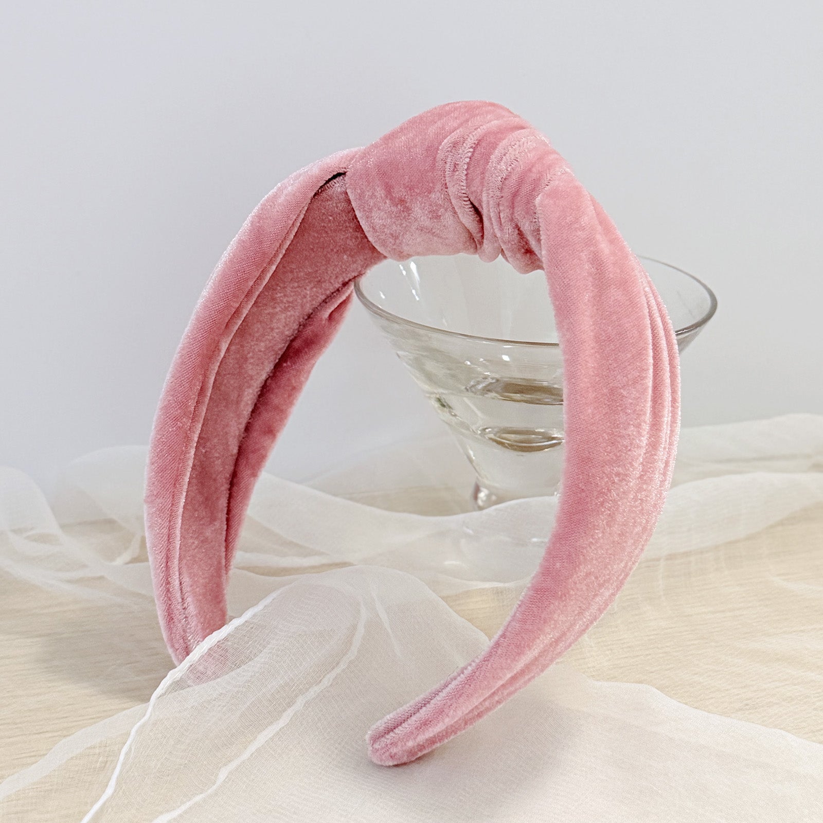 Wrapables Wide Top Knot Velvet Headbands, Pink