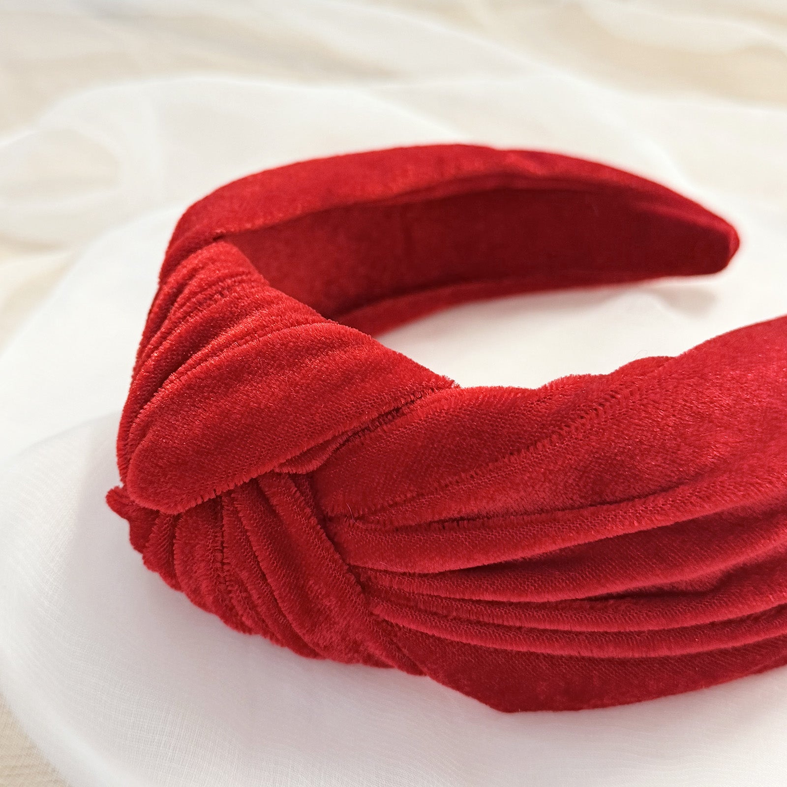 Wrapables Wide Top Knot Velvet Headbands, Red