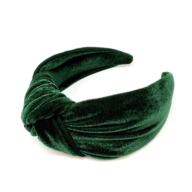 Wrapables Wide Top Knot Velvet Headbands, Dark Green