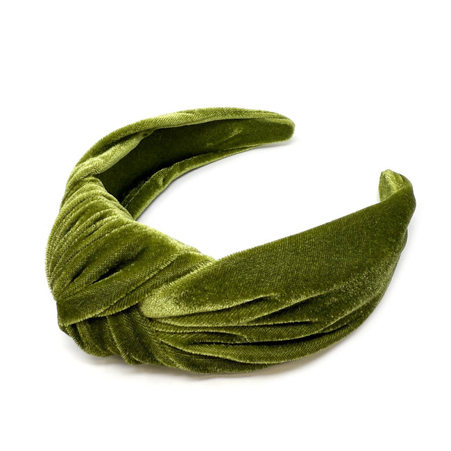 Wrapables Wide Top Knot Velvet Headbands, Apple Green