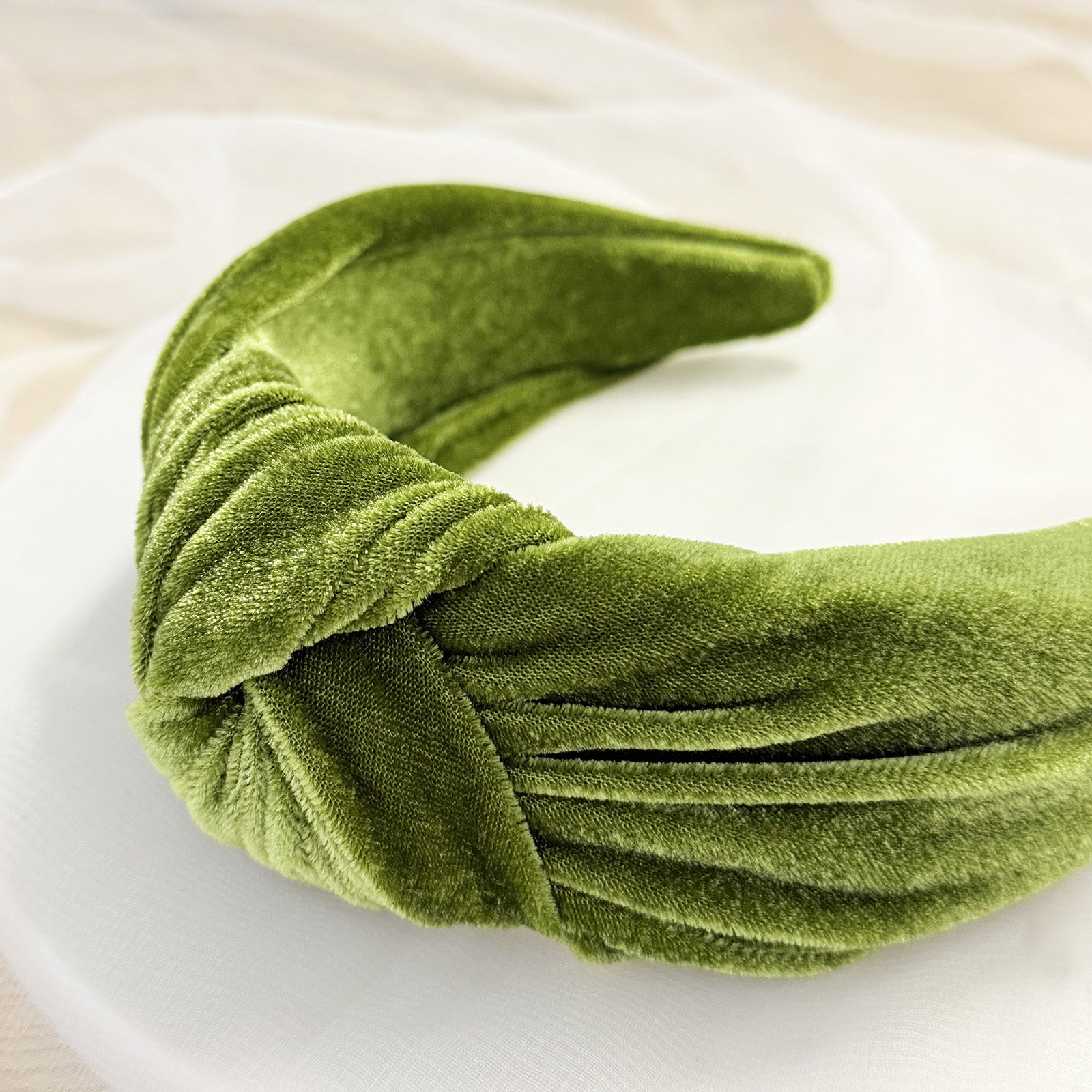 Wrapables Wide Top Knot Velvet Headbands, Apple Green