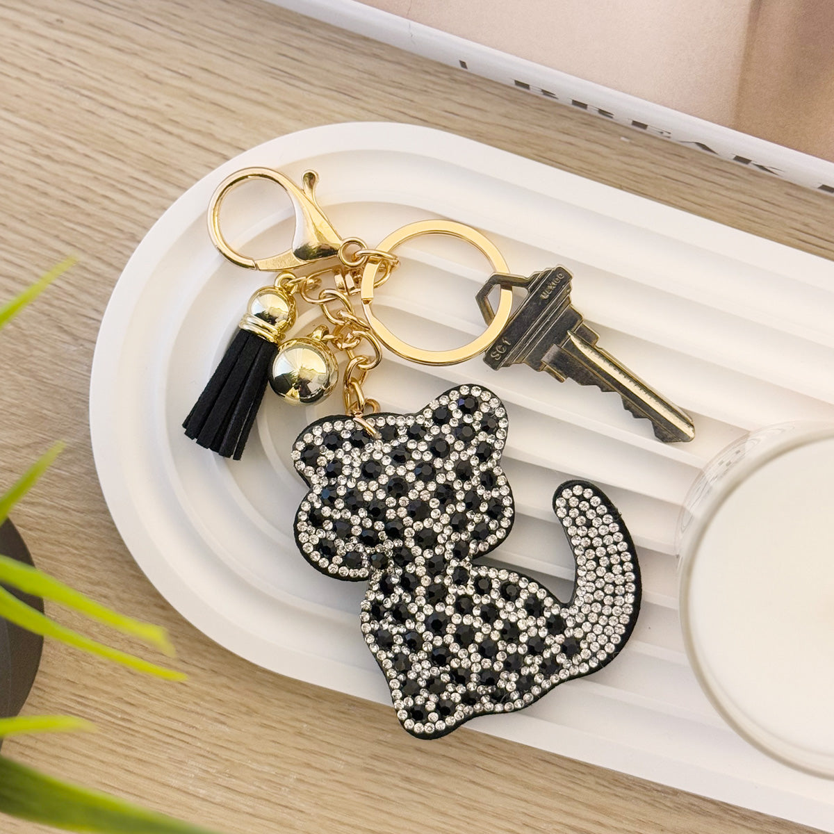 Wrapables Crystal Bling Key Chain Keyring with Tassel