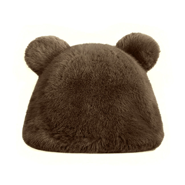 Wrapables Faux Fur Fluffy Bear Ears Winter Beanie Hat, Brown