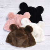 Wrapables Faux Fur Fluffy Bear Ears Winter Beanie Hat, Brown