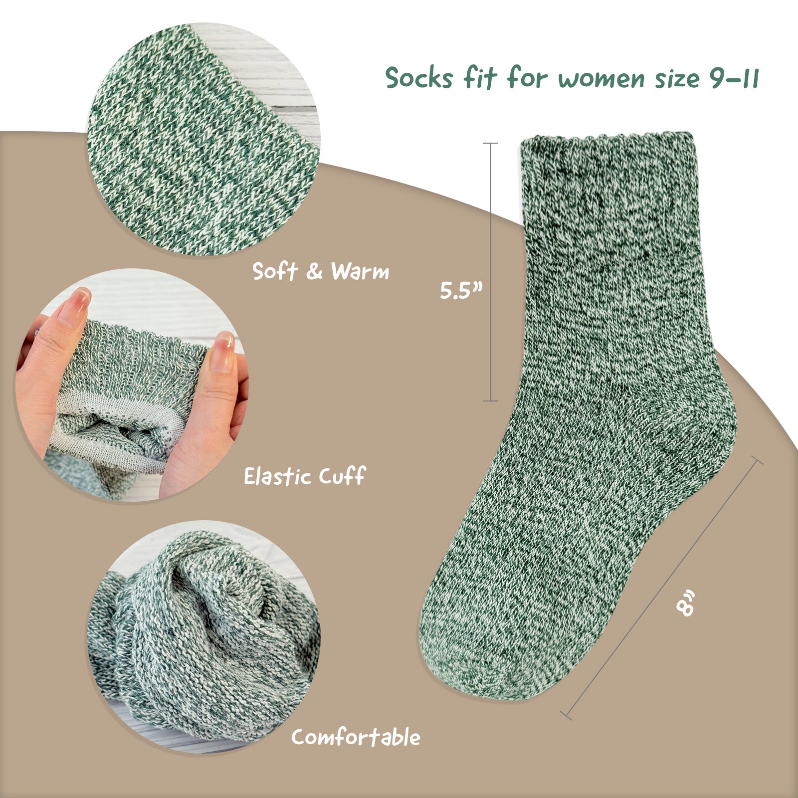 Wrapables Women's Wool Blend Frosted Winter Socks (Set of 5)