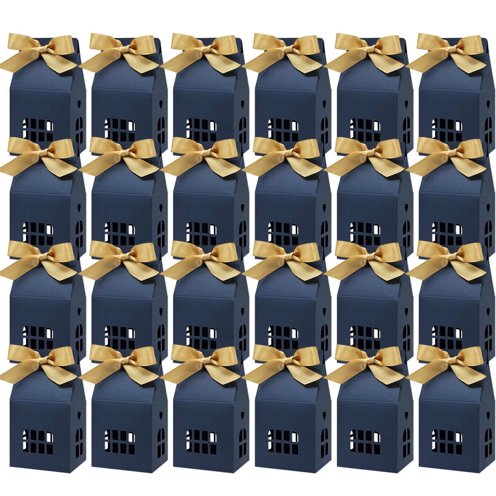 Wrapables House Shaped Gift Boxes with Ribbons, Blue