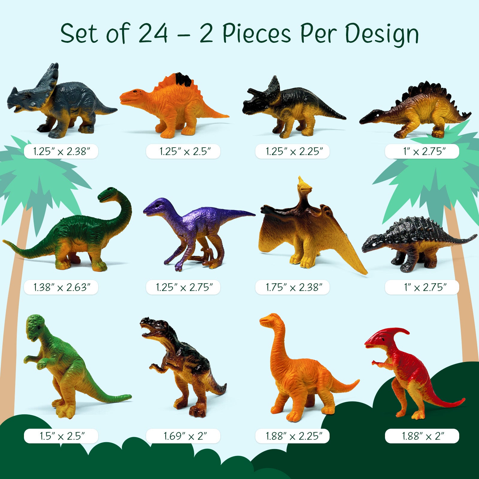 Wrapables 24pcs Mini Plastic Dinosaur Figurines