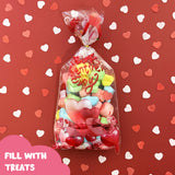 Wrapables 100pcs Valentines Cellophane Treat Bags and Ties