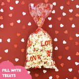 Wrapables 100pcs Valentines Cellophane Treat Bags and Ties