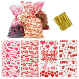 Wrapables 100pcs Valentines Cellophane Treat Bags and Ties