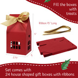 Wrapables House Shaped Gift Boxes with Ribbons, Red