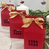 Wrapables House Shaped Gift Boxes with Ribbons, Red