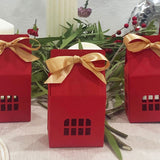 Wrapables House Shaped Gift Boxes with Ribbons, Red