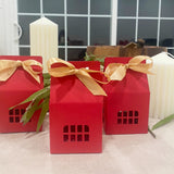 Wrapables House Shaped Gift Boxes with Ribbons, Red