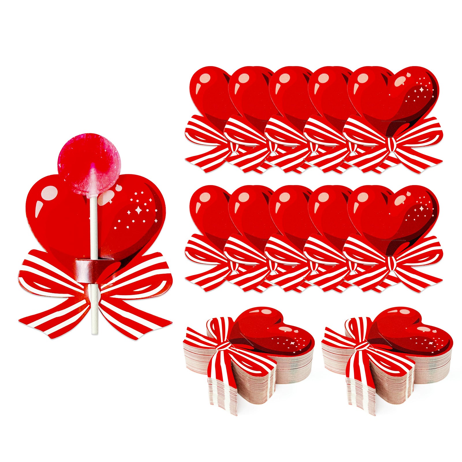 Wrapables Valentines Lollipop Paper Card Candy Holders 100pc