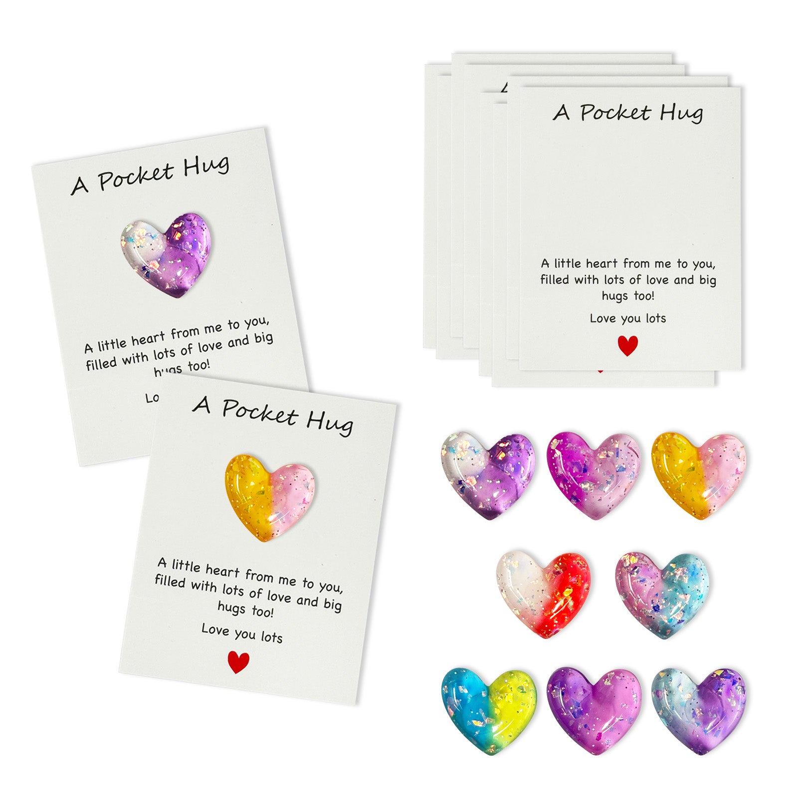 Wrapables Pocket Hug Valentines Day Token Heart Gift, 8pcs