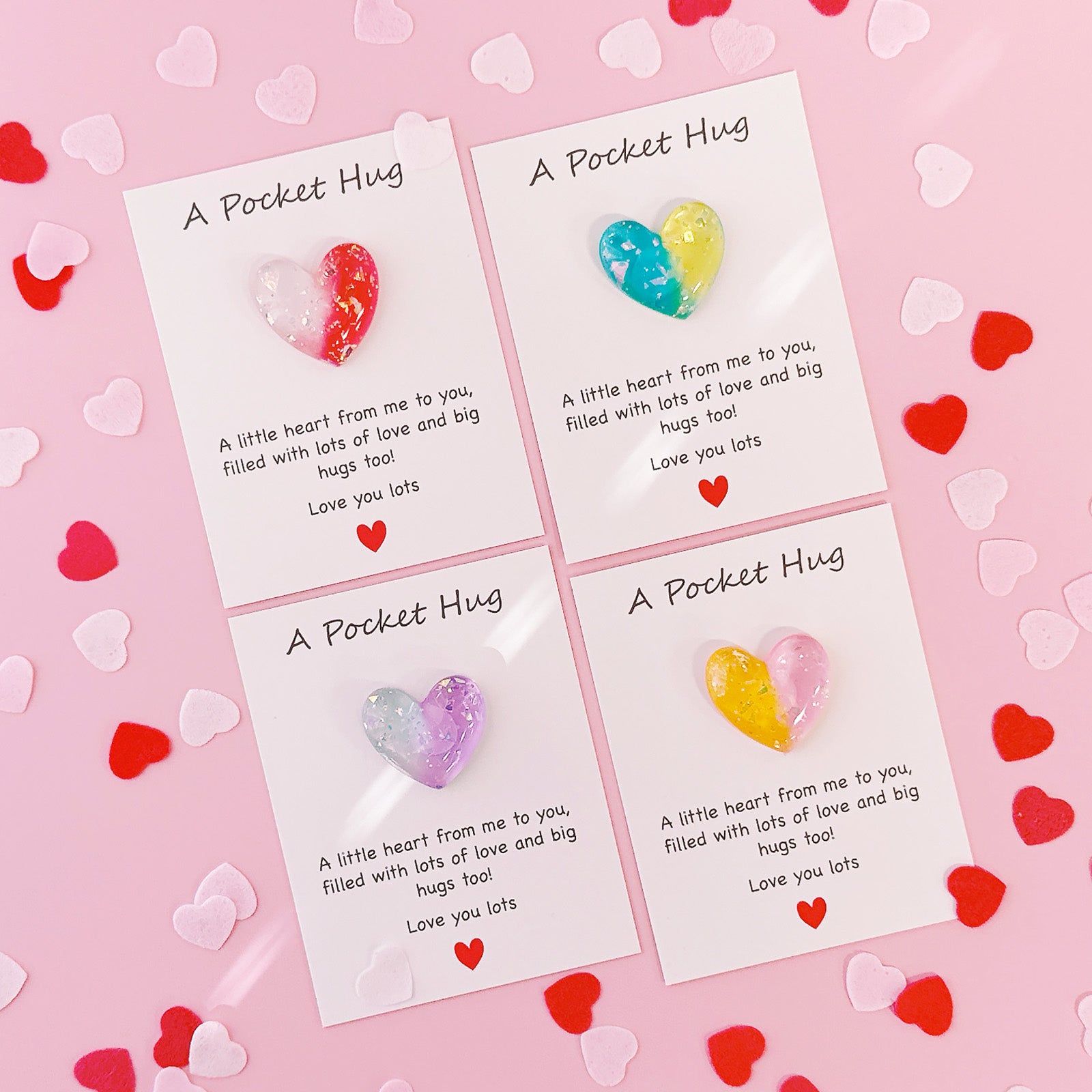 Wrapables Pocket Hug Valentines Day Token Heart Gift, 8pcs