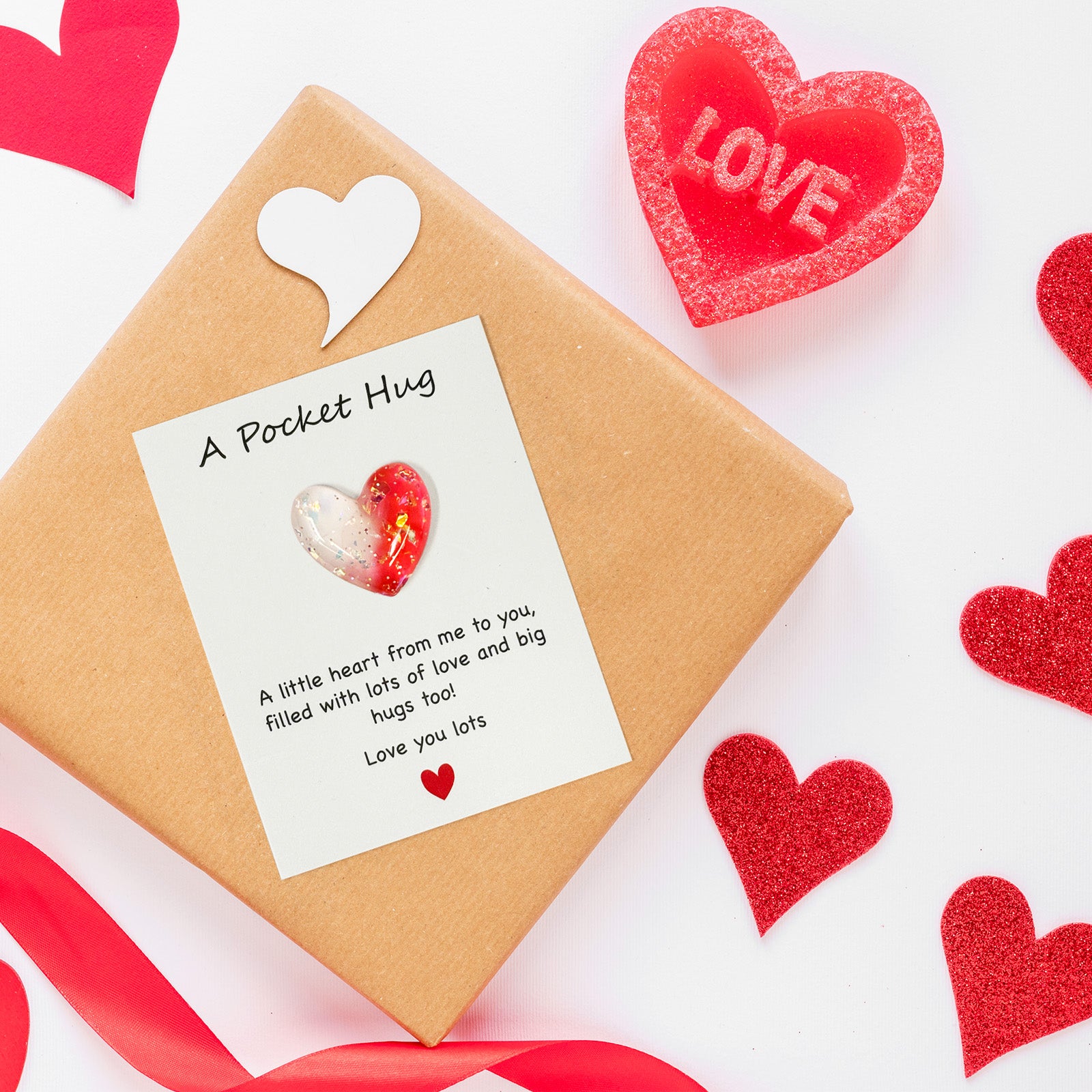 Wrapables Pocket Hug Valentines Day Token Heart Gift, 8pcs