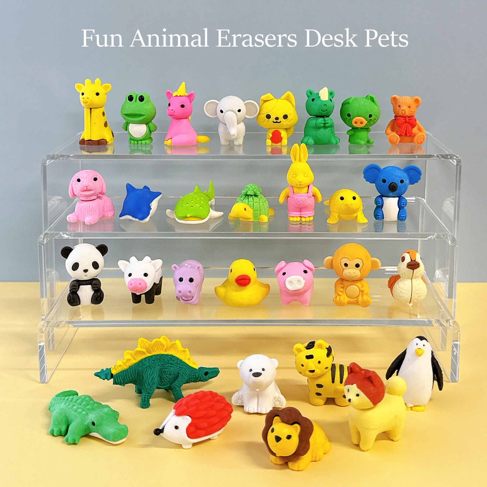 Wrapables 30pcs Mini Animal Eraser Pets, 3D Puzzle Erasers