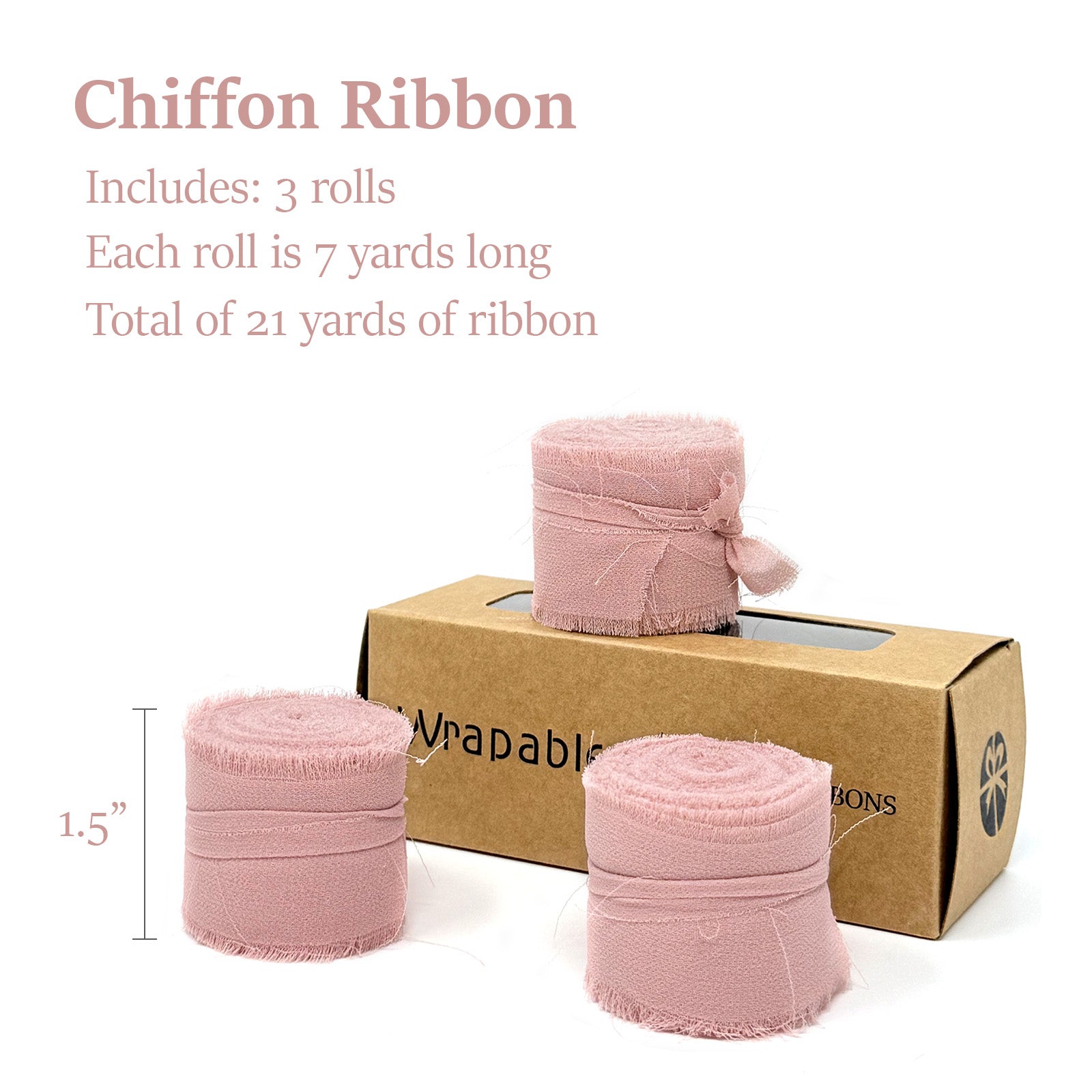 Wrapables 1.5 In x 21 Yd Fringe Chiffon Ribbons (3pcs)