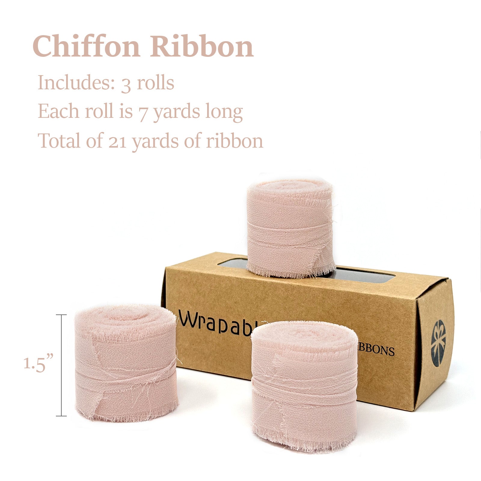 Wrapables 1.5 In x 21 Yd Fringe Chiffon Ribbons (3pcs)