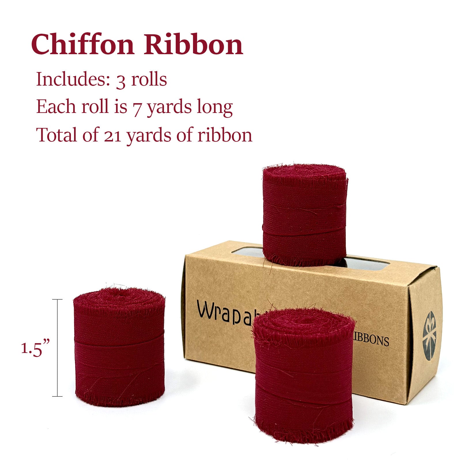 Wrapables 1.5 In x 21 Yd Fringe Chiffon Ribbons (3pcs)