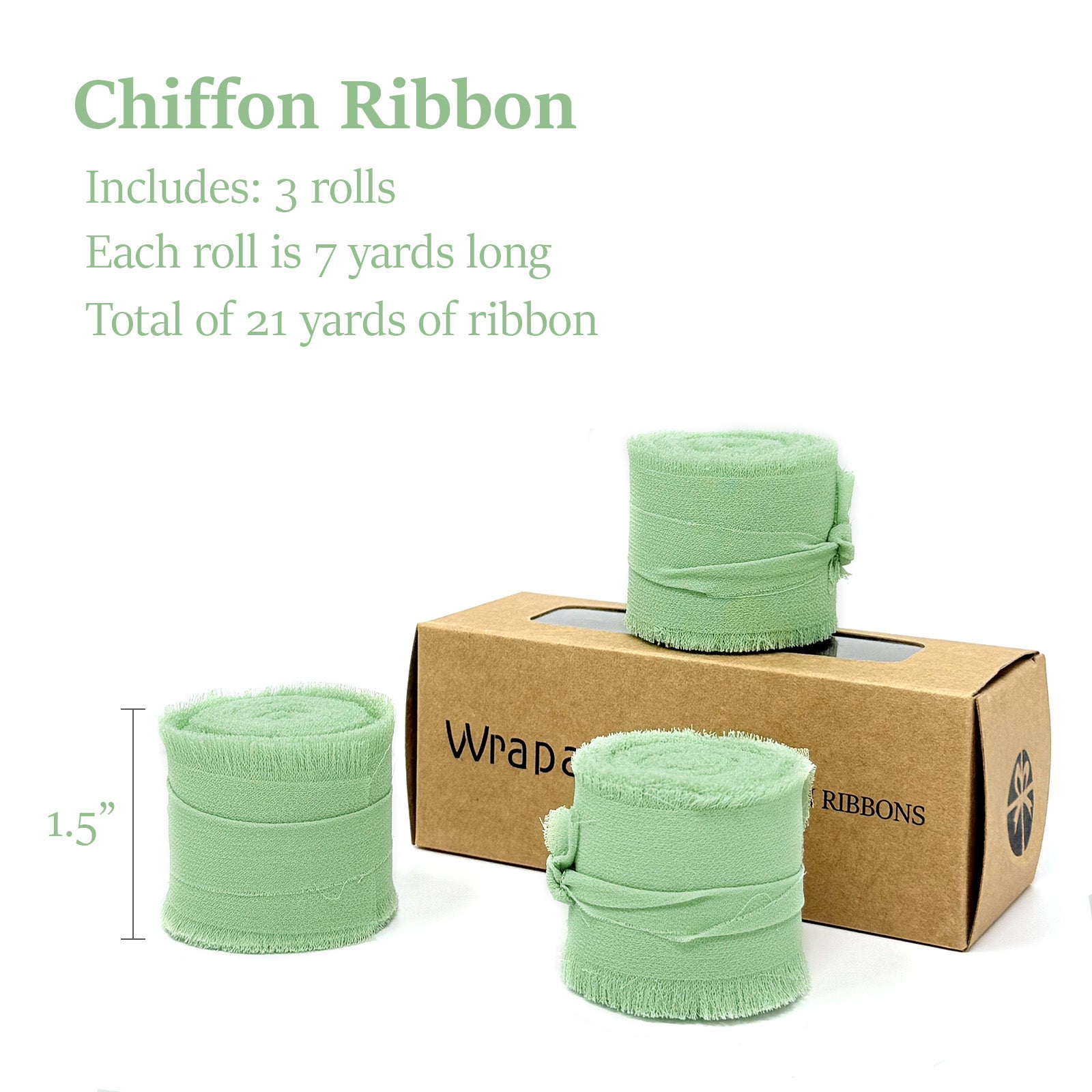 Wrapables 1.5 In x 21 Yd Fringe Chiffon Ribbons (3pcs)