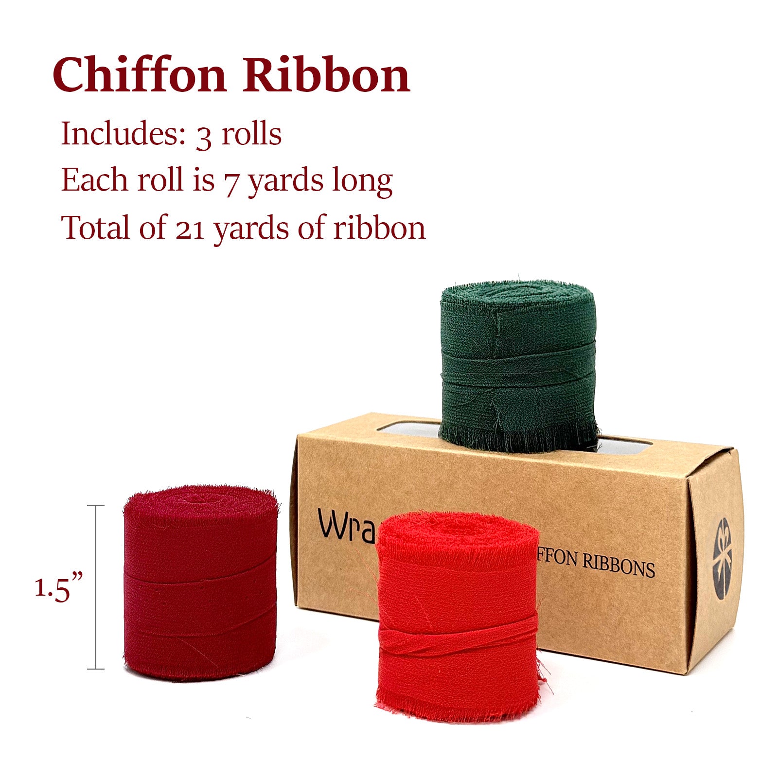 Wrapables 1.5 In x 21 Yd Fringe Chiffon Ribbons (3pcs)