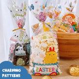 Wrapables 100pcs Easter Cellophane Treat Bags and Ties, Happy Easter