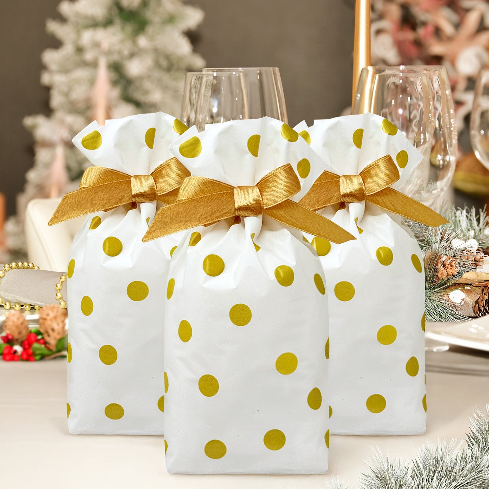 Wrapables Gold Dots Drawstring Treat Bags (50pcs)