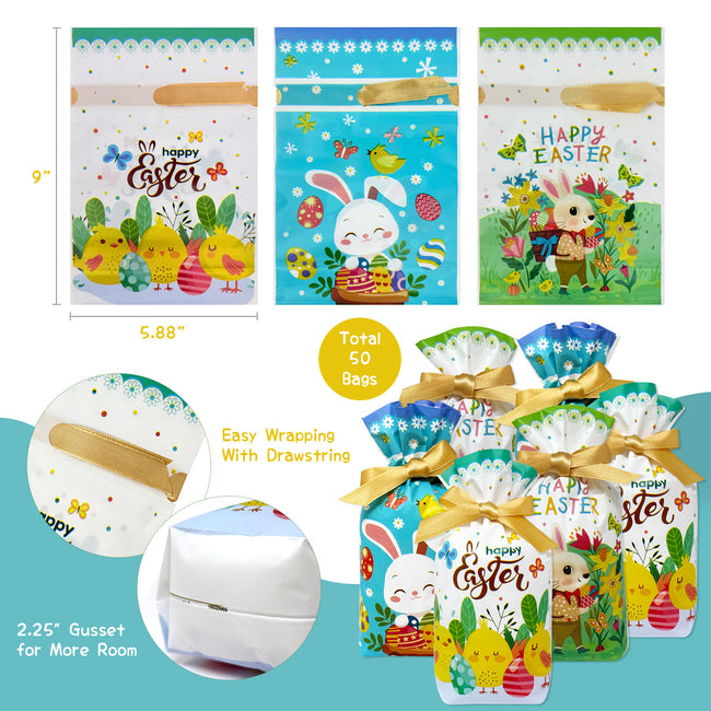 Wrapables Happy Easter Drawstring Treat Bags (50pcs)