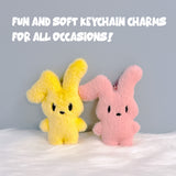 Wrapables Cute Plush Keychain Pendant Charm for Bag, (Set of 2) Bunnies