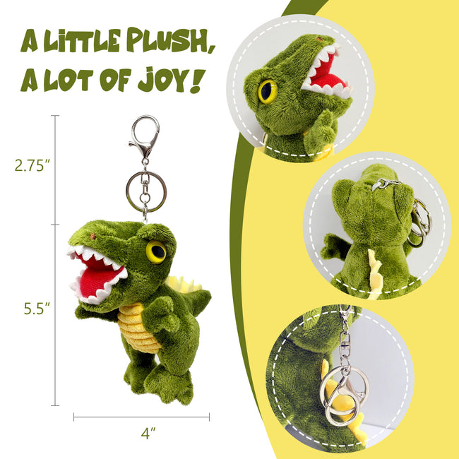 Wrapables Cute Plush Keychain Pendant Charm for Bag, T-Rex