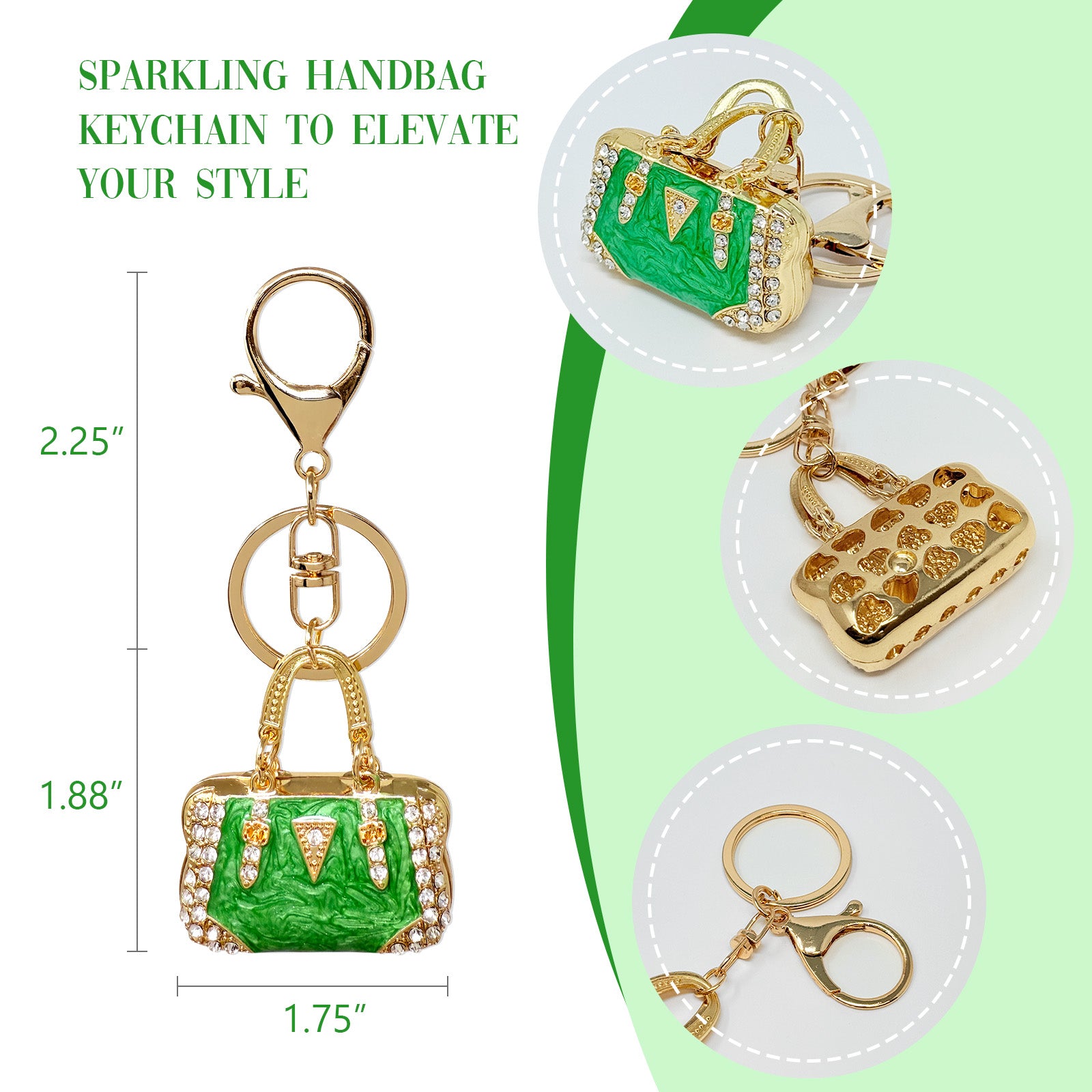 Wrapables Rhinestone Handbag Shaped Purse Charm Keychain