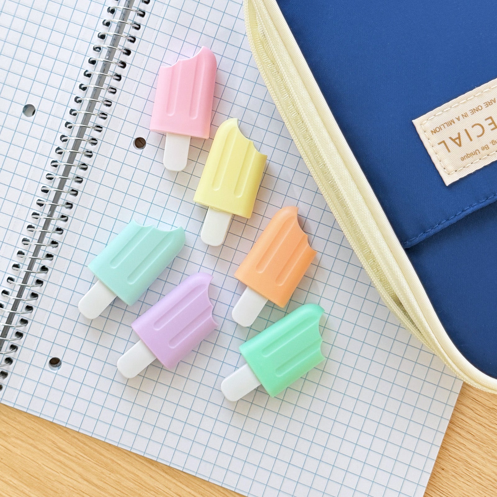 Wrapables Cute and Colorful Highlighters, Marker Pens, Stationery Supplies (Set of 6), Popsicle