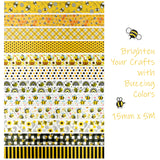 Wrapables Yellow Bees Washi Tape Set for Arts & Crafts, Scrapbooking, Stationery, Diary, Card Making (12 Rolls)