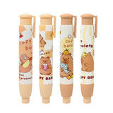 Wrapables Retractable Capybara Erasers, Clickable Push Button, Stationery Office Supplies (Set of 4)